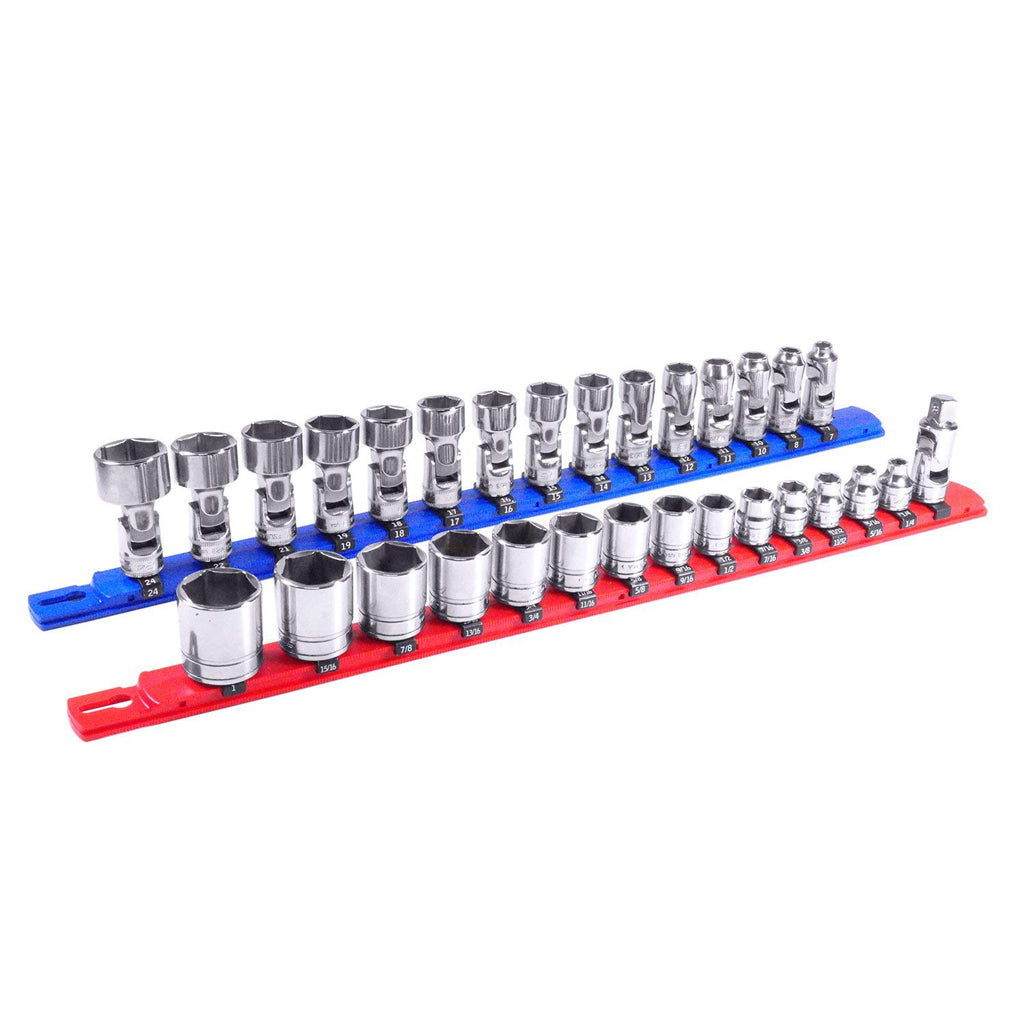 Ernst Manufacturing BLUE Magnetic Socket Organizer With 1/4" Twist Lock Clips (8403M)