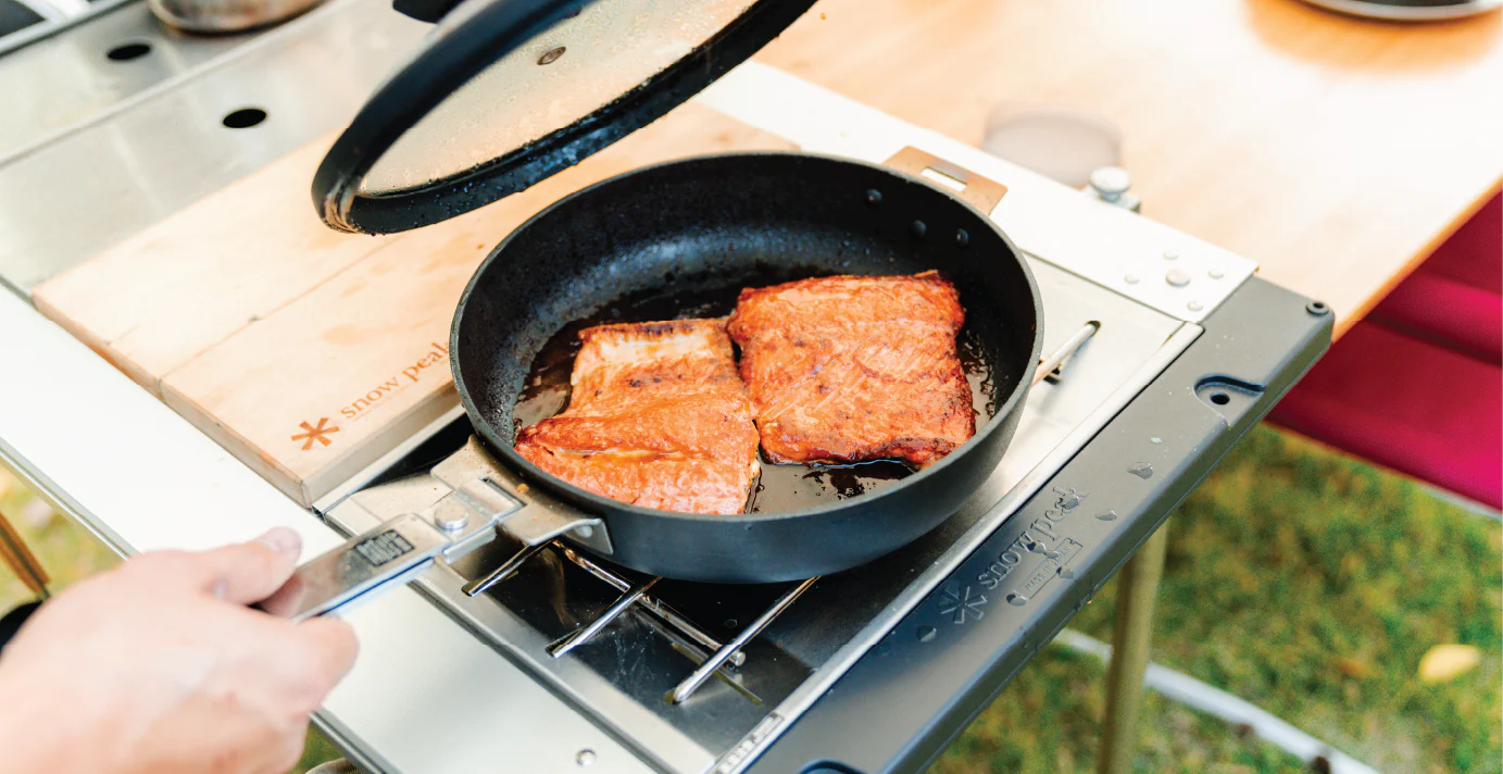 CS-208SnowPeakCuttingBoardSetL02 Expedition Exchange IGT Iron Grill Table Frame Flat Burner Skillet Frying Pan Salmon Stainless Half Inserts
