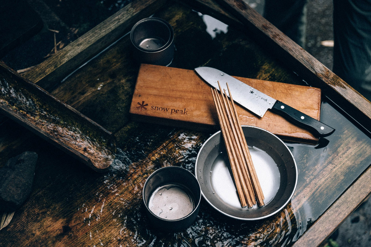 Snow Peak Cutting Board Set L (CS-208) Expedition Exchange Santoku Knife Double Wall Stacking Mug M400 Tableware Family L Stainless Bowl
