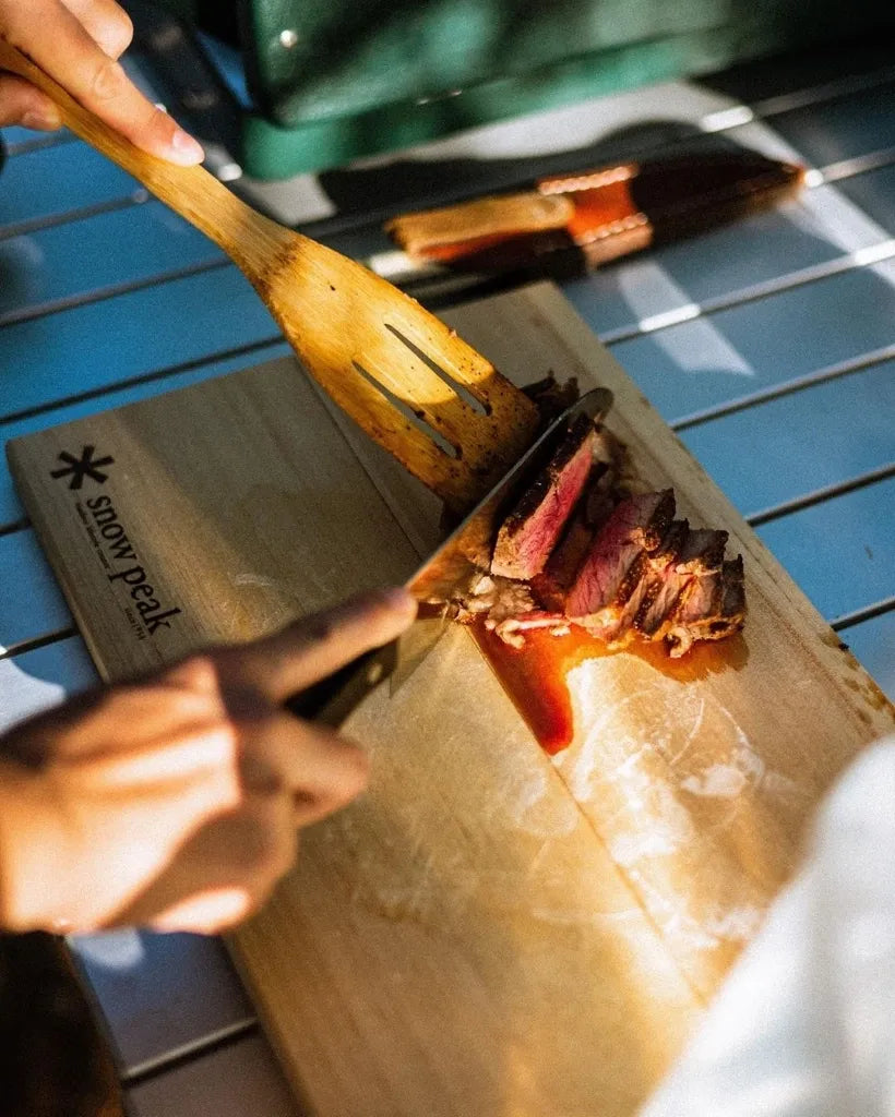 CS-208SnowPeakCuttingBoardSetL02 Expedition Exchange Medium Rare Beef Bamboo Spatula Santoku Knife