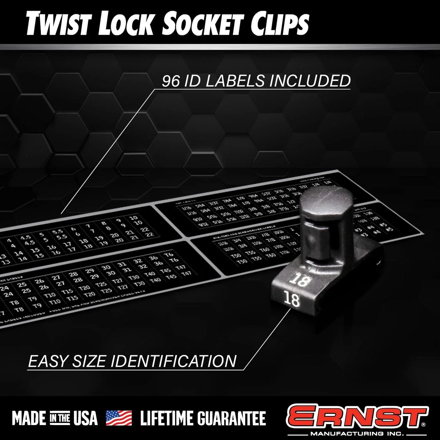 Ernst Manufacturing BLUE Magnetic Socket Organizer With 3/8" Twist Lock Clips (8404M)