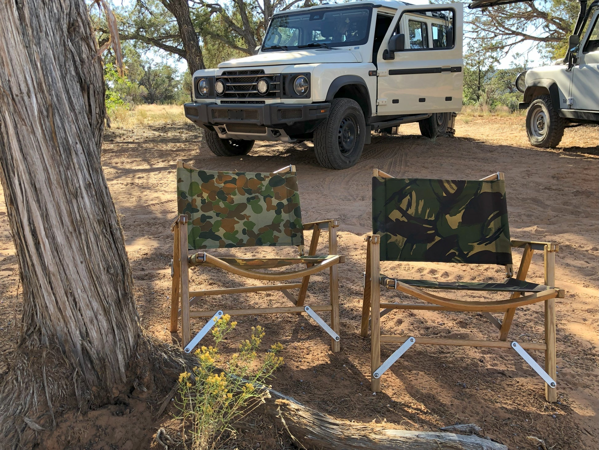 Kermit Chair Co. Woodland DPM Touring Chair (KCC-DPM) Exclusively at Expedition Exchange INEOS Grenadier Land Rover Defender 110