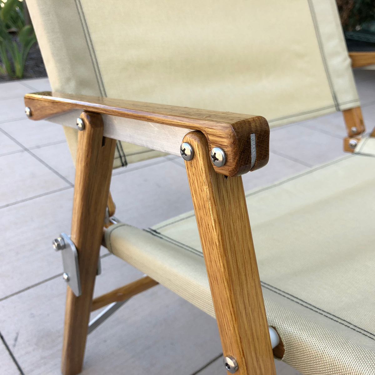 Kermit Chair Co. Tan Touring Chair (KCC106) Tennessee White Oak Frame Stainless Steel Aluminum Hardware