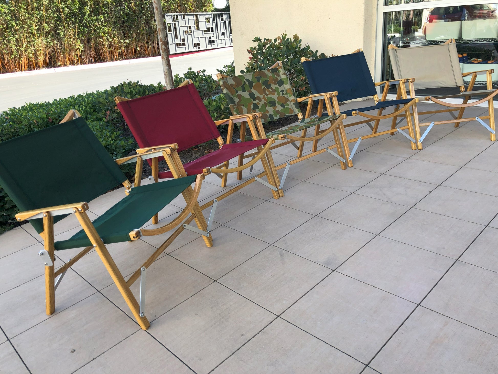 Kermit Chairs Forest Green Burgundy Red AUSCAM Camouflage Navy Blue Tan Colors