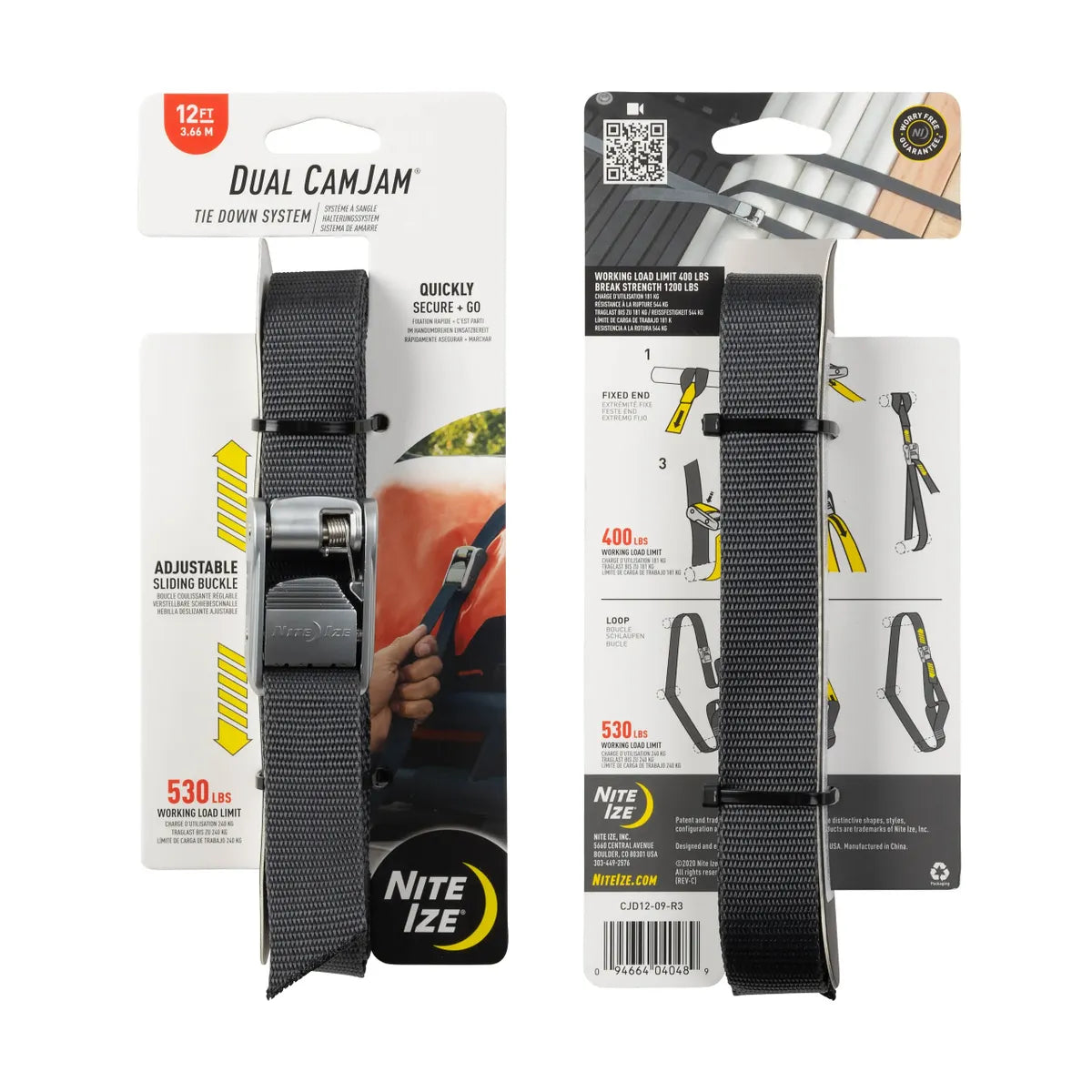 Nite Ize Dual CamJam Tie Down System 12 Feet (CJD12-09-R3)