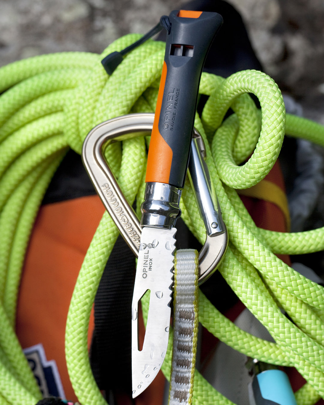 Opinel No.08 Outdoor Folding Knife Serrated Whistle Orange Gray Lanyard Expedition Exchange