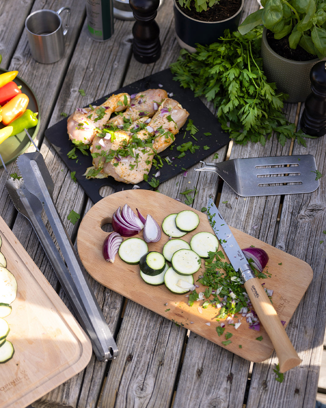 Opinel Grilling Knife Set (002741) Expedition Exchange La Planche Cutting Charcuterie Board