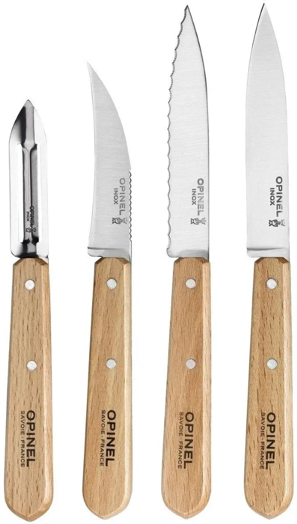 Opinel Les Essentiels du Cuisinier Natural Set (001300) Expedition Exchange Varnished Beechwood Handles