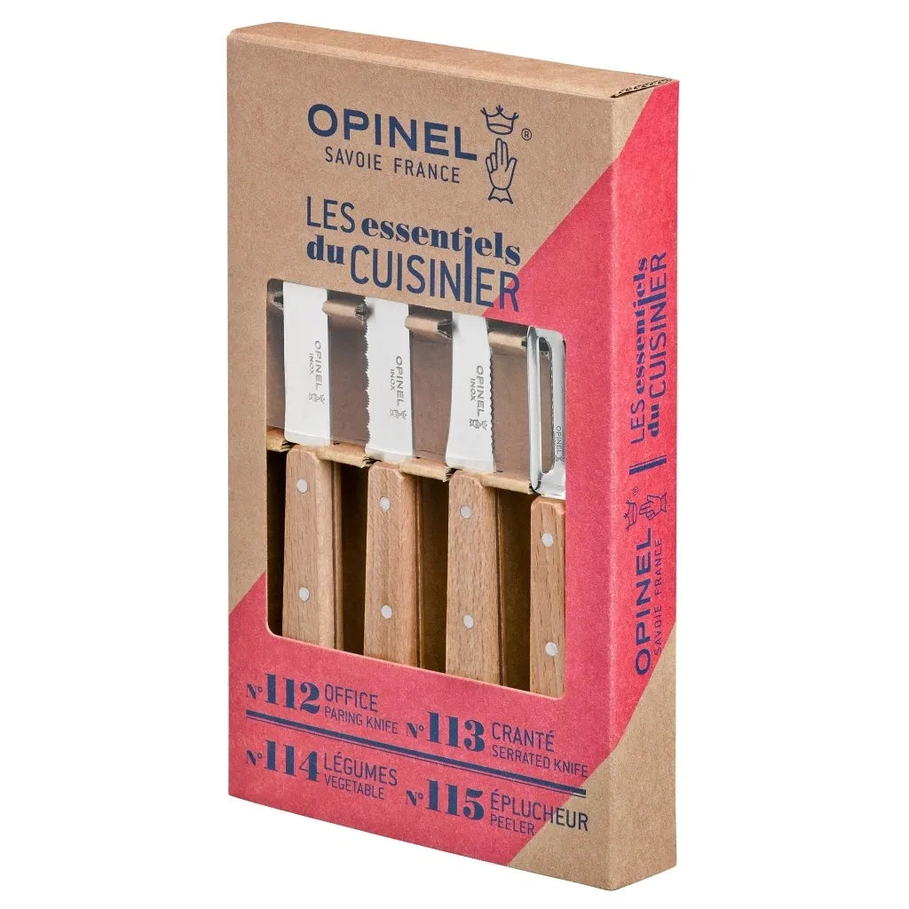 Opinel Les Essentiels du Cuisinier Natural Set (001300) Varnished Beechwood Boxed Gift Set
