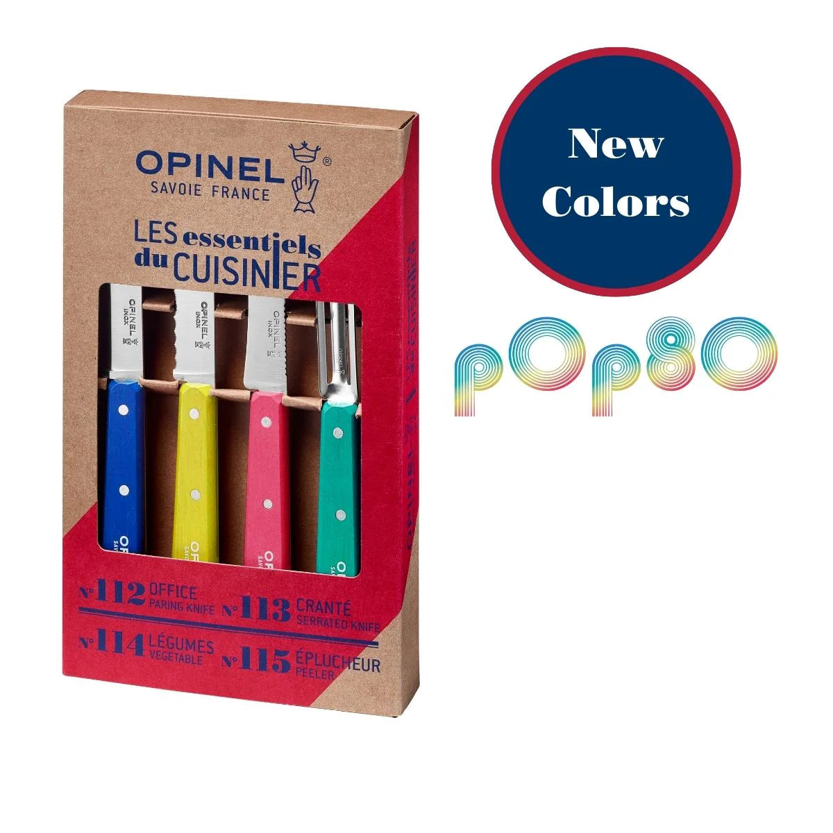 Opinel Les Essentiels du Cuisinier Pop 80 Set (003208) Expedition Exchange Pink Yellow Blue Green Gift Boxed Set