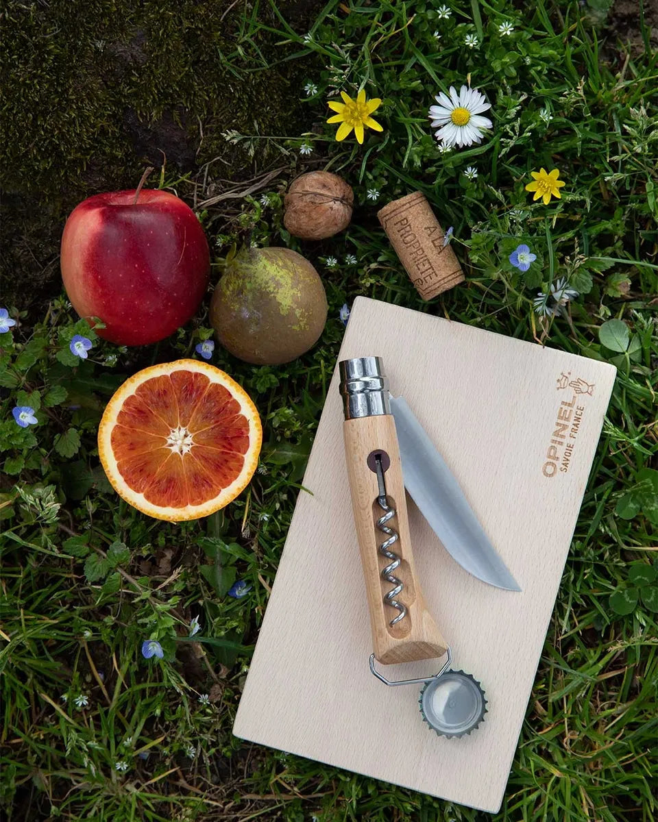 Opinel No.10 Corkscrew Folding Knife With Bottle Opener (002578) Expedition Exchange Nomad Cutting Board