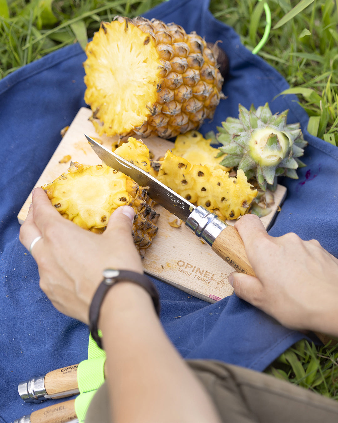Opinel Nomad Cooking Kit With Bottle Opener Knife (002614) Expedition Exchange Cutting Whole Pineapples with No.12 Opinel