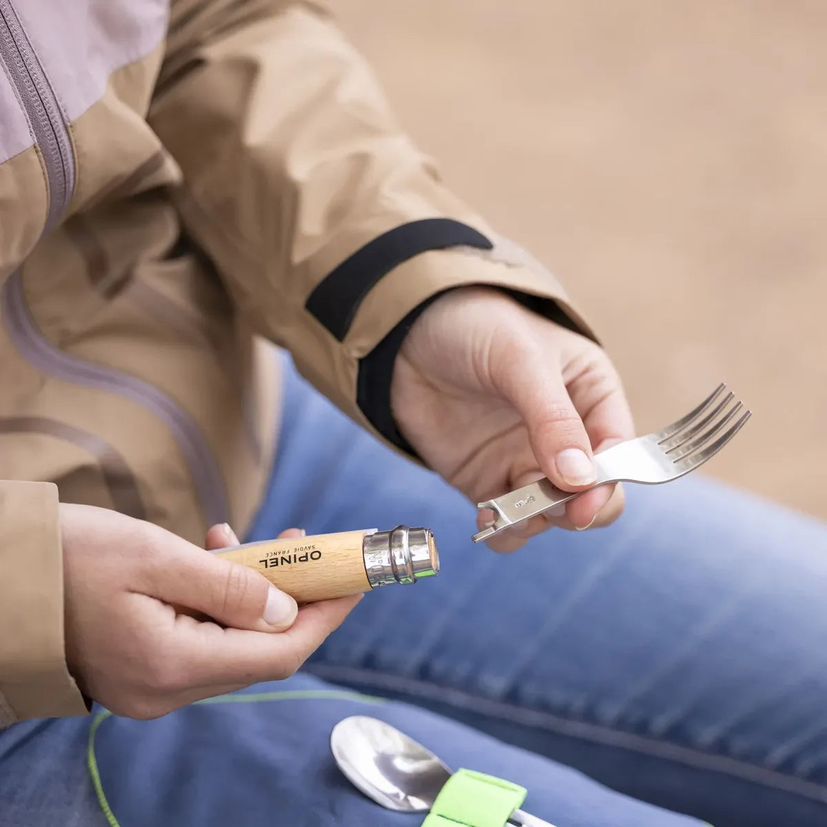 Opinel Picnic+ Cutlery Complete Set with No.08 Folding Knife (002500) Knife Fork Spoon