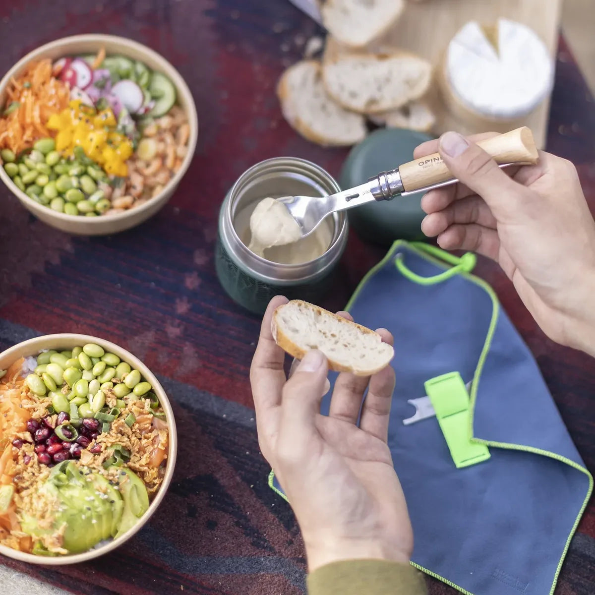 Opinel Picnic+ Cutlery Complete Set with No.08 Folding Knife (002500) Spoon