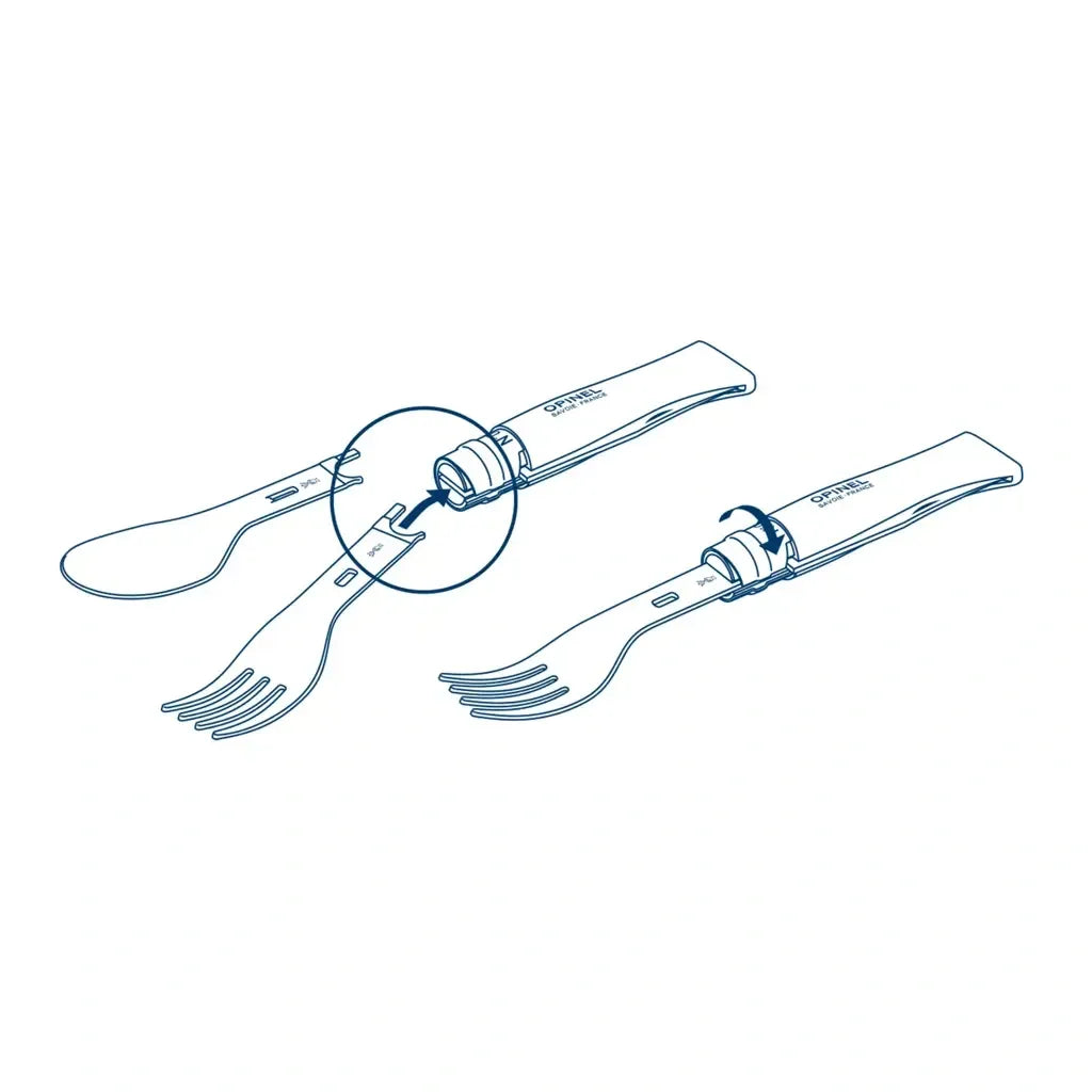 Opinel Picnic+ Cutlery Insert Set (002501) Attach To No.08 Opinel Folding Knife