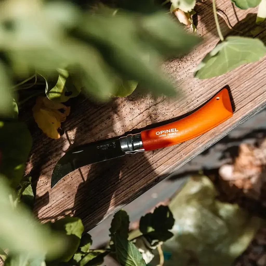 Opinel Stainless & Carbon Steel Garden Knife Trio, 3 Colors (001617) Expedition Exchange No.12 Folding Saw Knife No.08 Pruner Folding Knife No.08 Gardening Knife