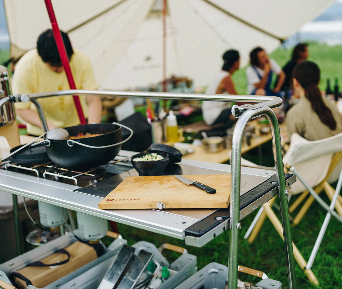 CS-208SnowPeakCuttingBoardSetL02 Expedition Exchange Knife IGT Iron Grill Table System Double Burner Cast Iron Dutch Oven