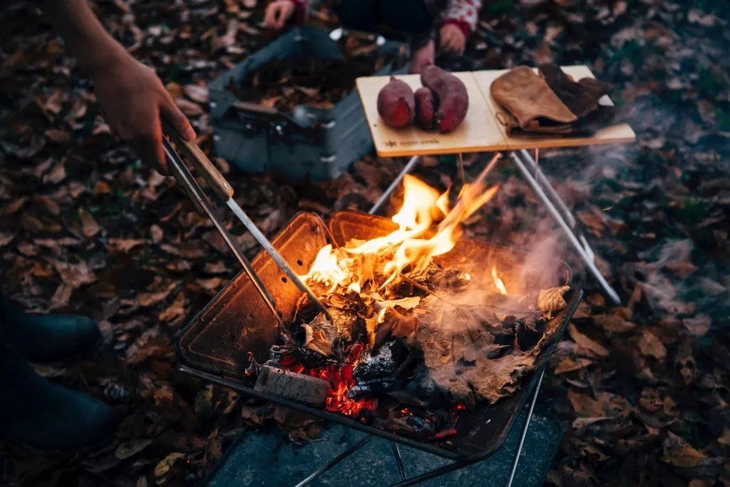 Snow Peak Fire Tongs (N-020) Expedition Exchange Large Takibi Fireplace Wood Fire Sweet Potatoes My Table Fireside Leather Gloves
