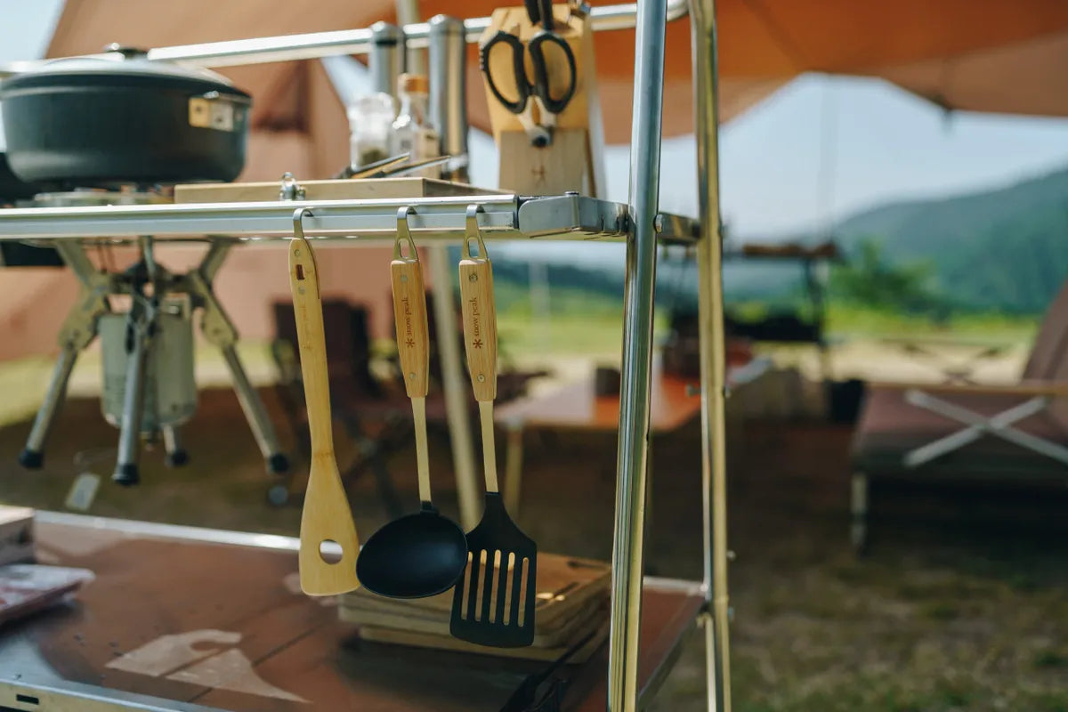 Snow_Peak_Nylon_Ladle_CS-214 Expedition Exchange Nylon Turner Spatula Bamboo Spatula LI Burner Gigapower Isobutane Fuel Charcuterie Board