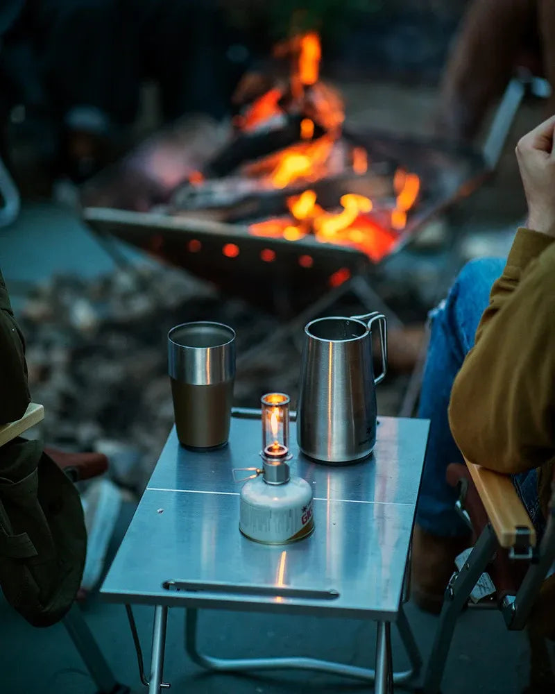 Snow Peak Shimo Stein 700 (TW-700) Large Takibi Fireplace Nocturne Lantern Gigapower Isobutane Canister Fuel Stainless Steel My Table