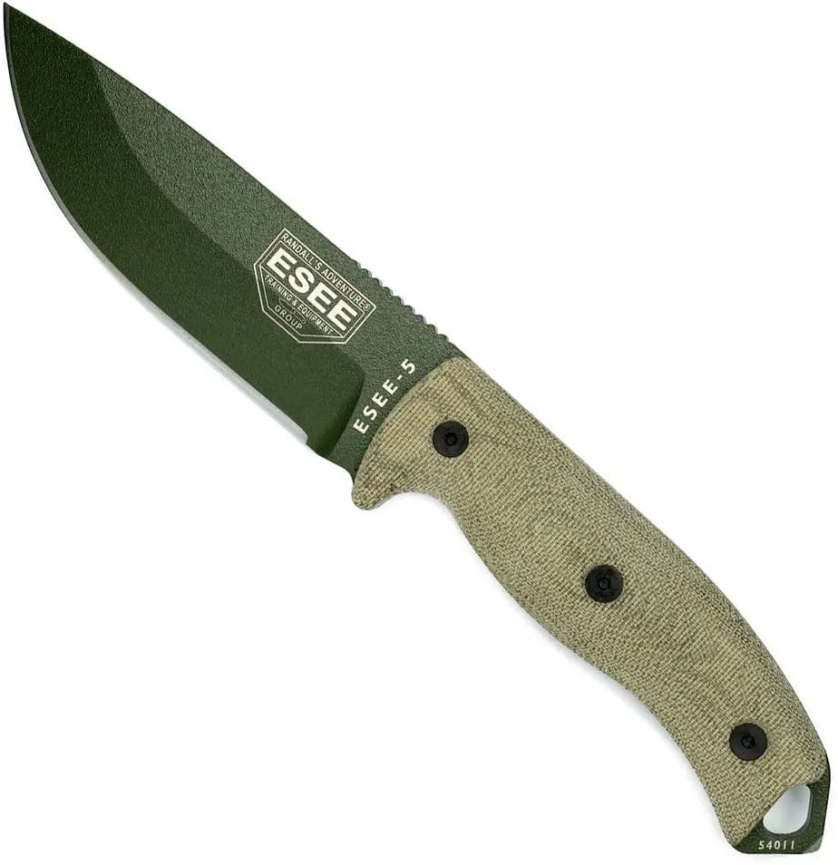 ESEE Knives ESEE-5 with OD Green Blade, Kydex Sheath, G10 Green 3D Handles (5POD-017)
