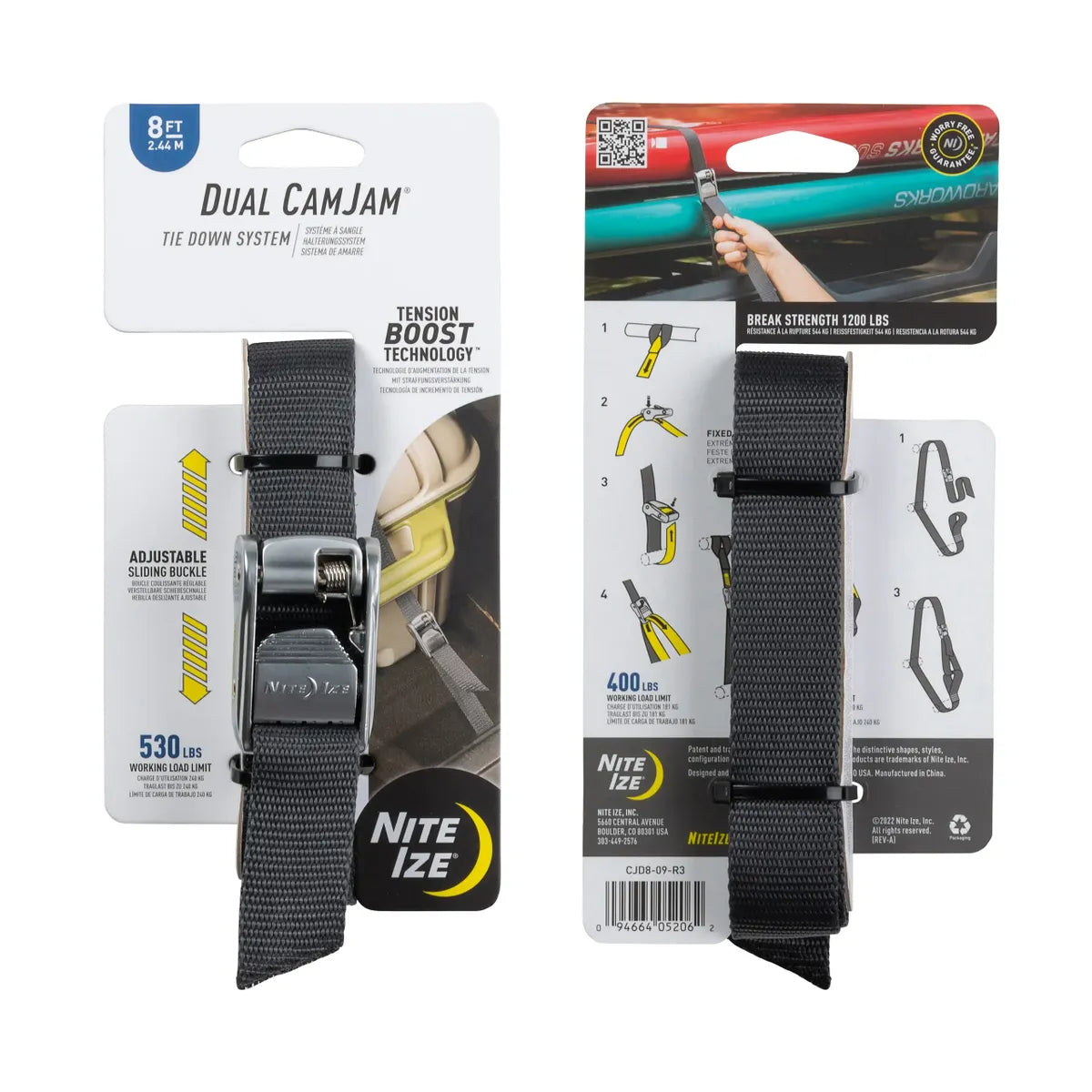 Nite Ize Dual CamJam Tie Down System 8 Feet (CJD8-09-R3)