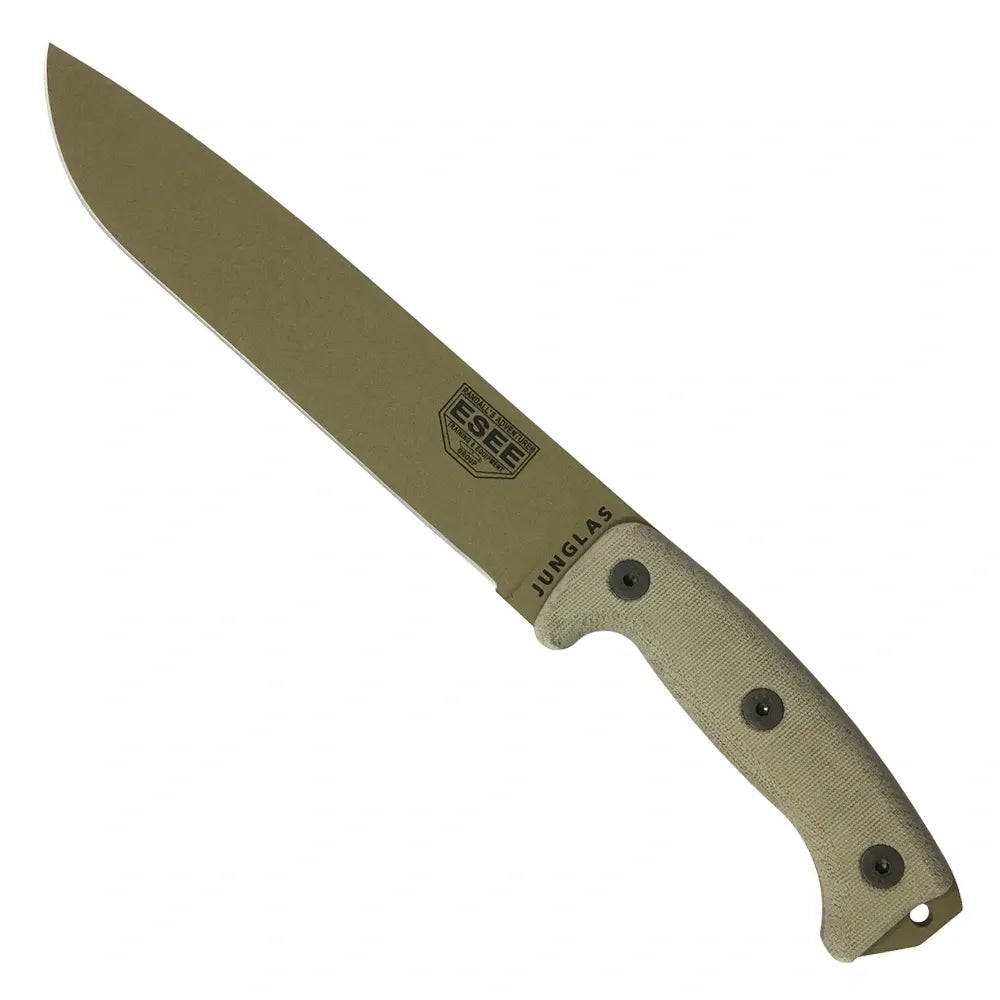 ESEE Knives Junglas with Dark Earth Blade, Kydex Sheath, Canvas Micarta Handles (JUNGLAS-DE-E)