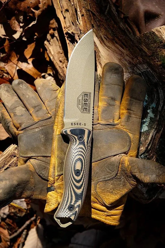 ESEE Knives ESEE-5 with Dark Earth Blade, Kydex Sheath, G10 Coyote/Black 3D Handles (5PDE-005)