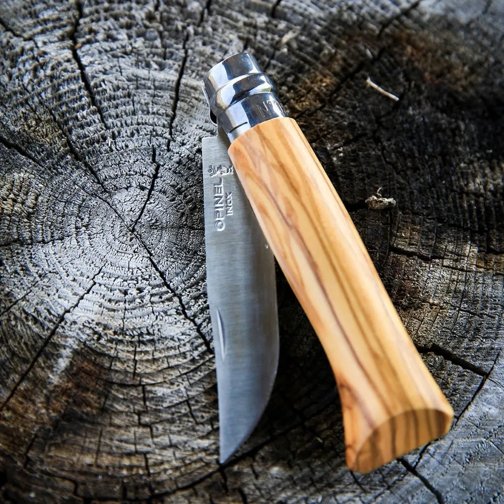 Opinel No.08 Olive Wood Handle Folding Knife (002020)