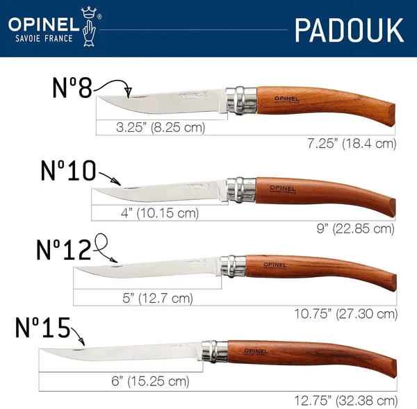 Opinel No.15 Padouk Handle Slim Stainless Steel Folding Filet Knife (002557)