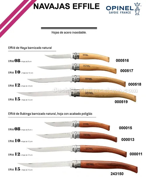 Opinel No.15 Padouk Handle Slim Stainless Steel Folding Filet Knife (002557)