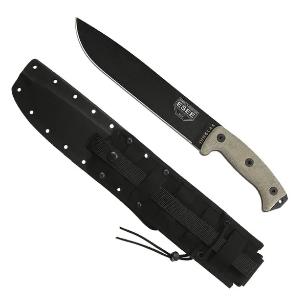 ESEE Knives Junglas with Black Blade, Kydex Sheath, Canvas Micarta Handles (JUNGLAS-E)